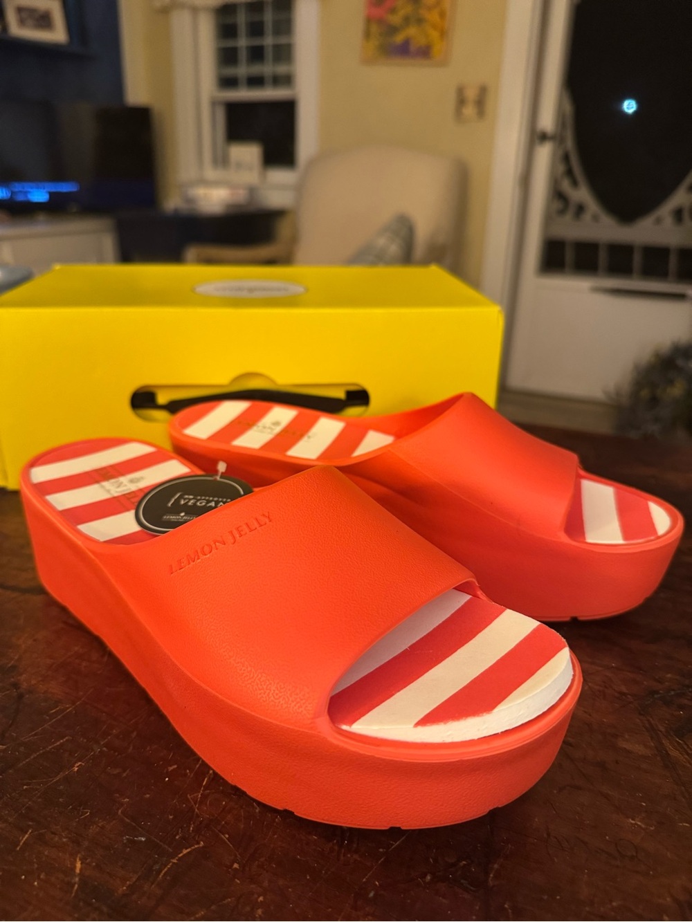 Lemon Jelly Women's Coral Platform Slide Sandals - Bold Coral